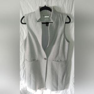 Long Vest the Fit is very tailored.  White House / Black Market 12.